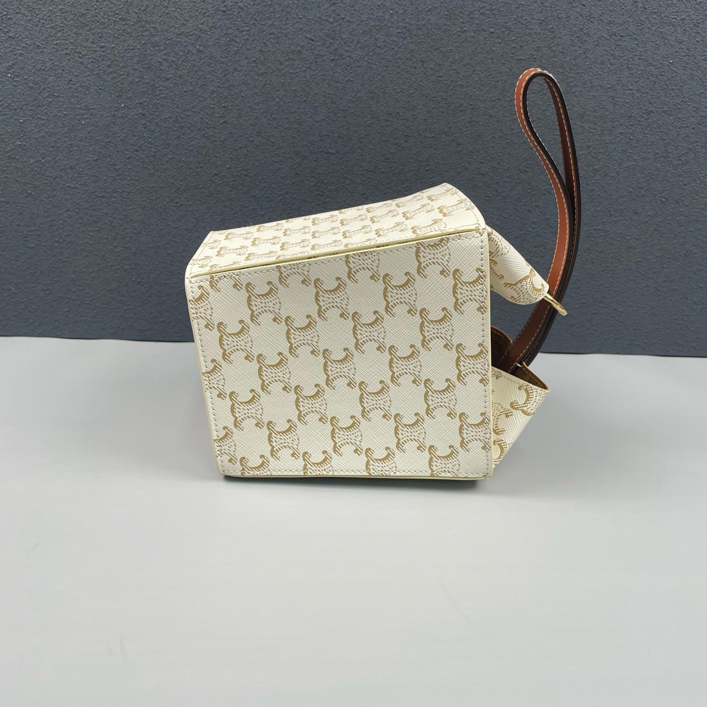 Celine - Triomphe Strap Box - Coated canvas with leather trim - White and Brown - (mini)
