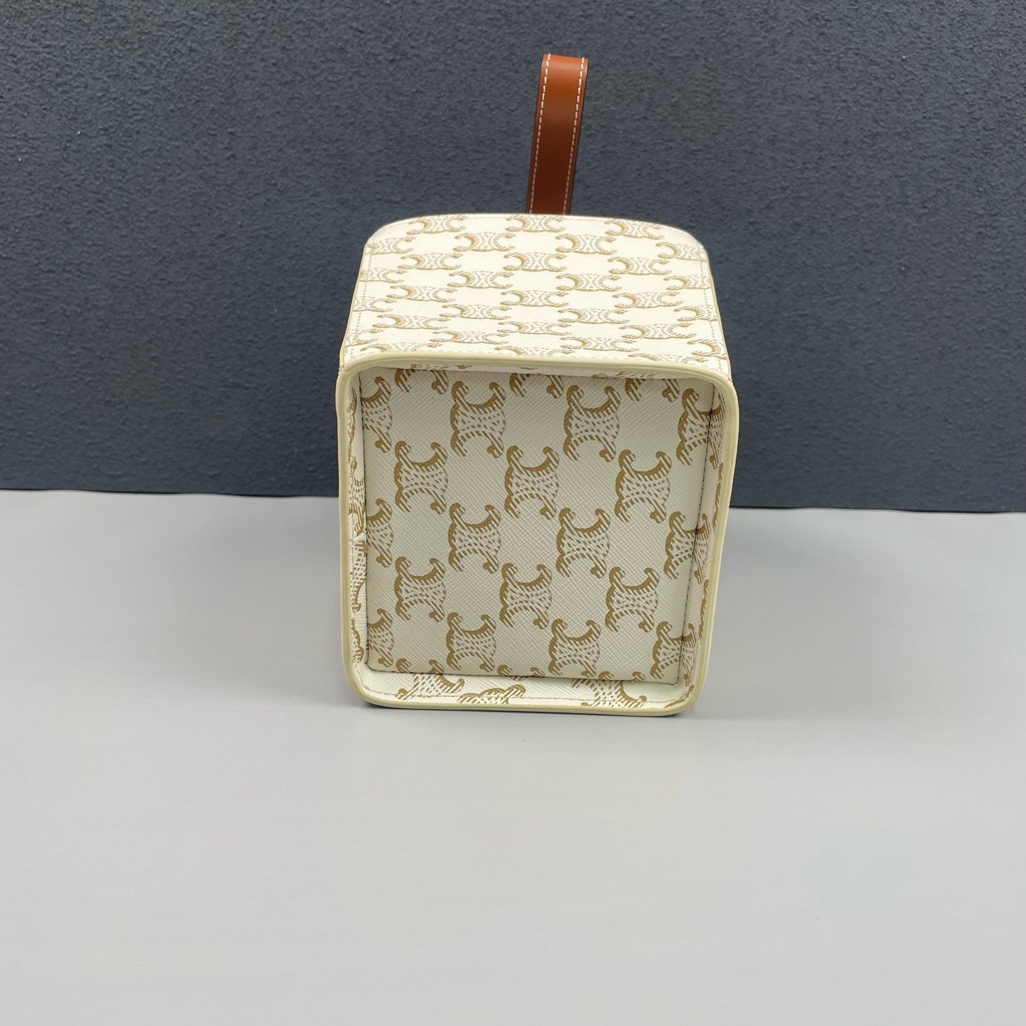 Celine - Triomphe Strap Box - Coated canvas with leather trim - White and Brown - (mini)