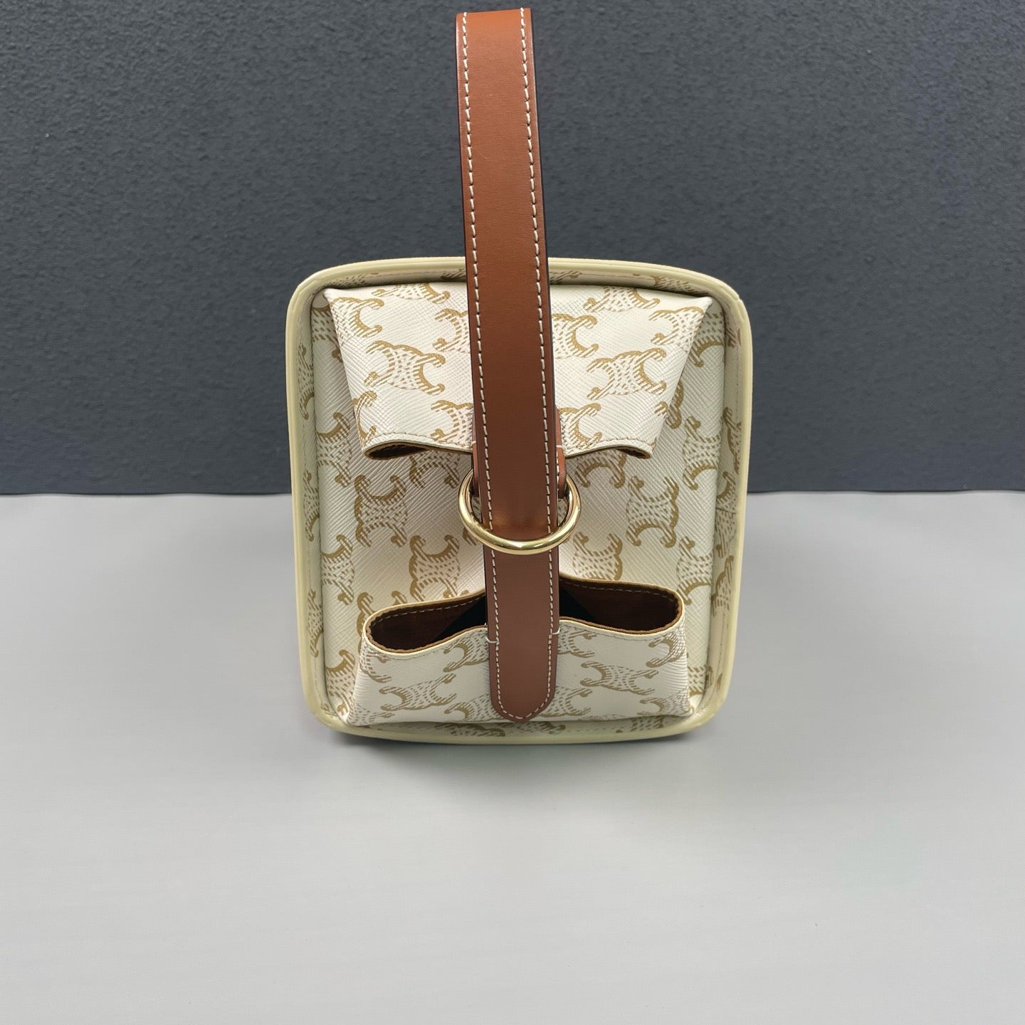 Celine - Triomphe Strap Box - Coated canvas with leather trim - White and Brown - (mini)