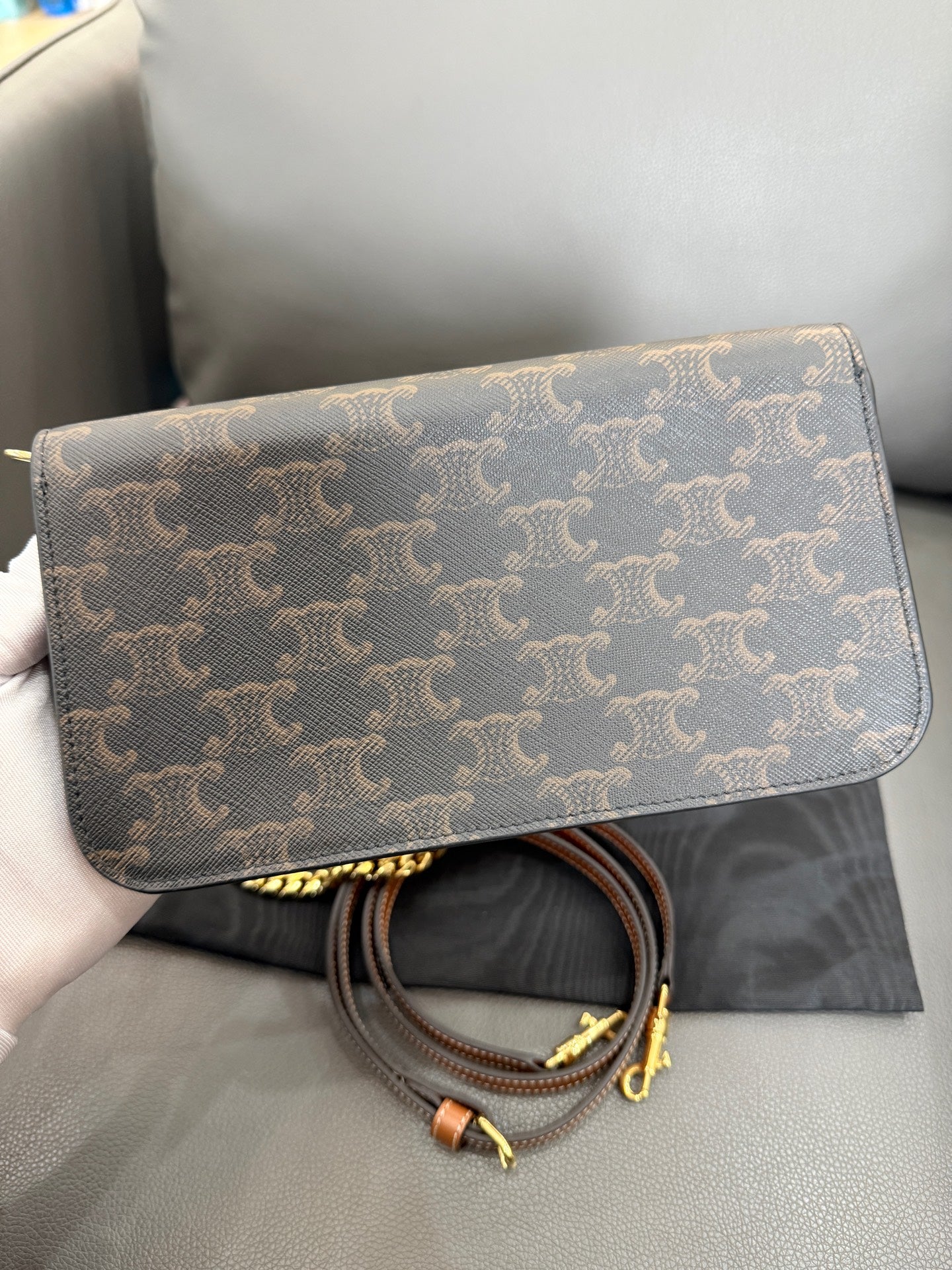 Celine - Triomphe - Synthetic - Brown - (mini)