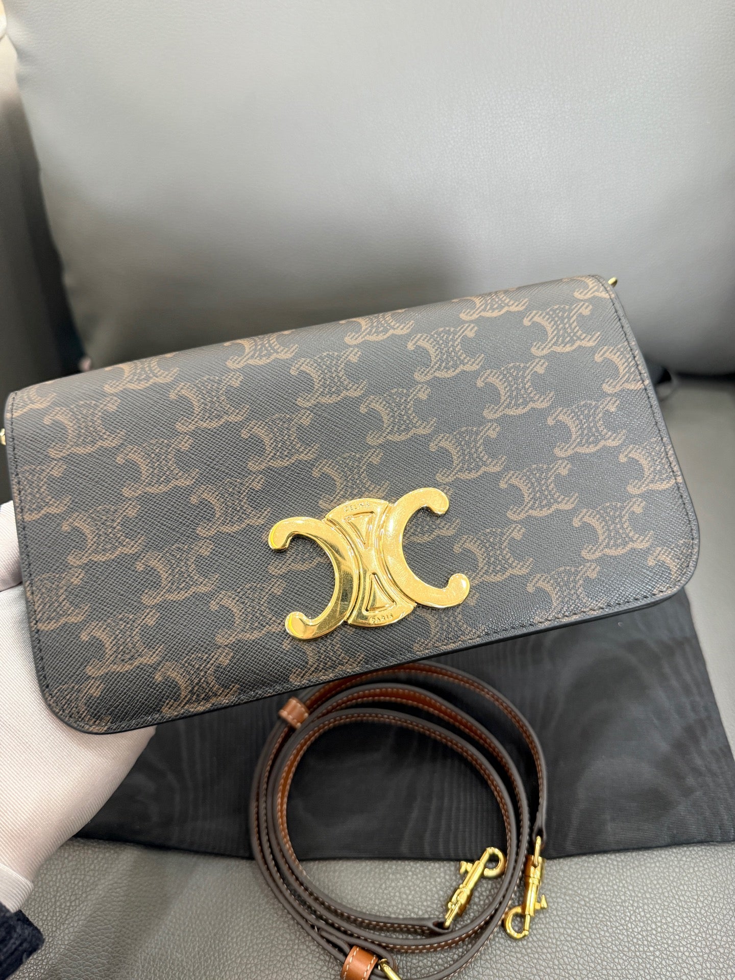 Celine - Triomphe - Synthetic - Brown - (mini)