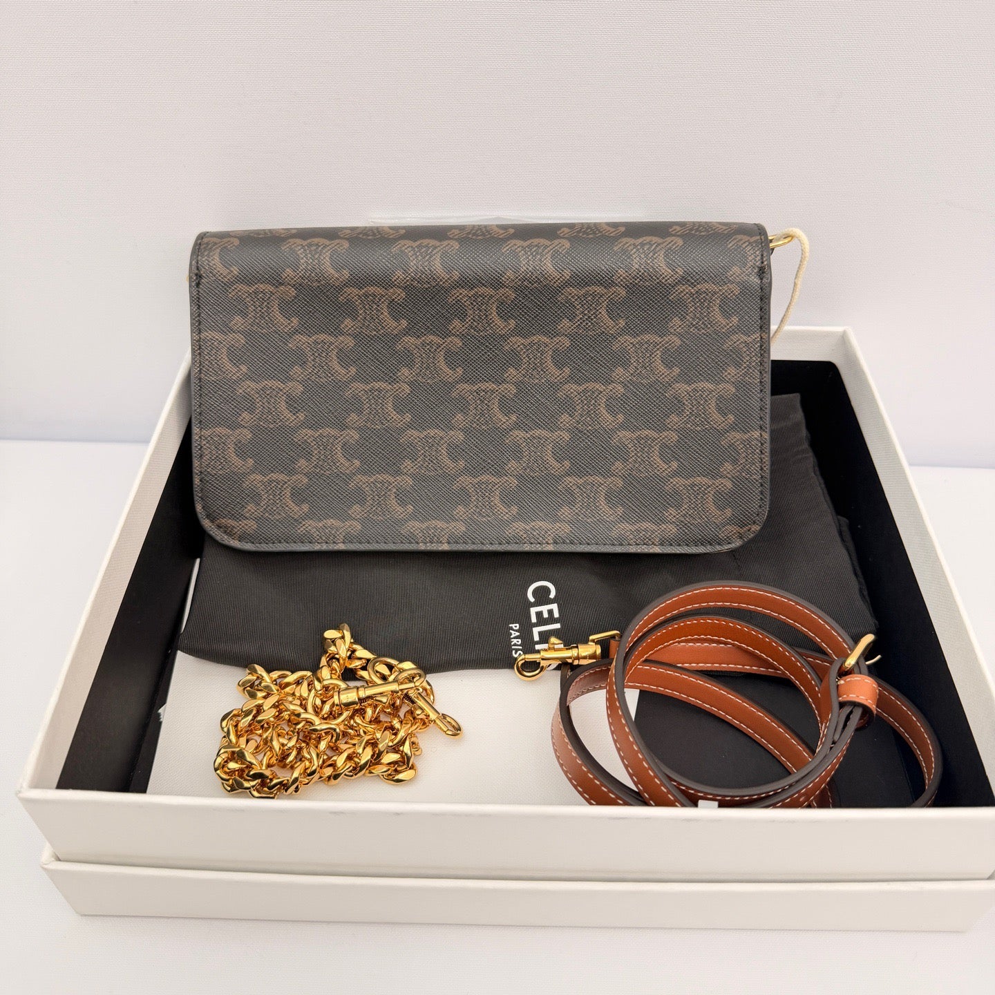 Celine - Triomphe Three-in-one Shoulder Bag - Coated canvas and leather - Black - (mini)