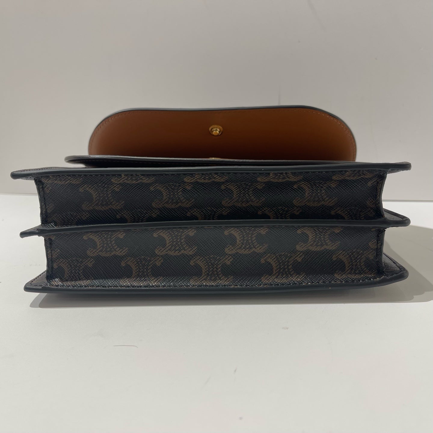 Celine - Triomphe Wallet on Chain - Triomphe canvas and calfskin leather - Brown - (mini)