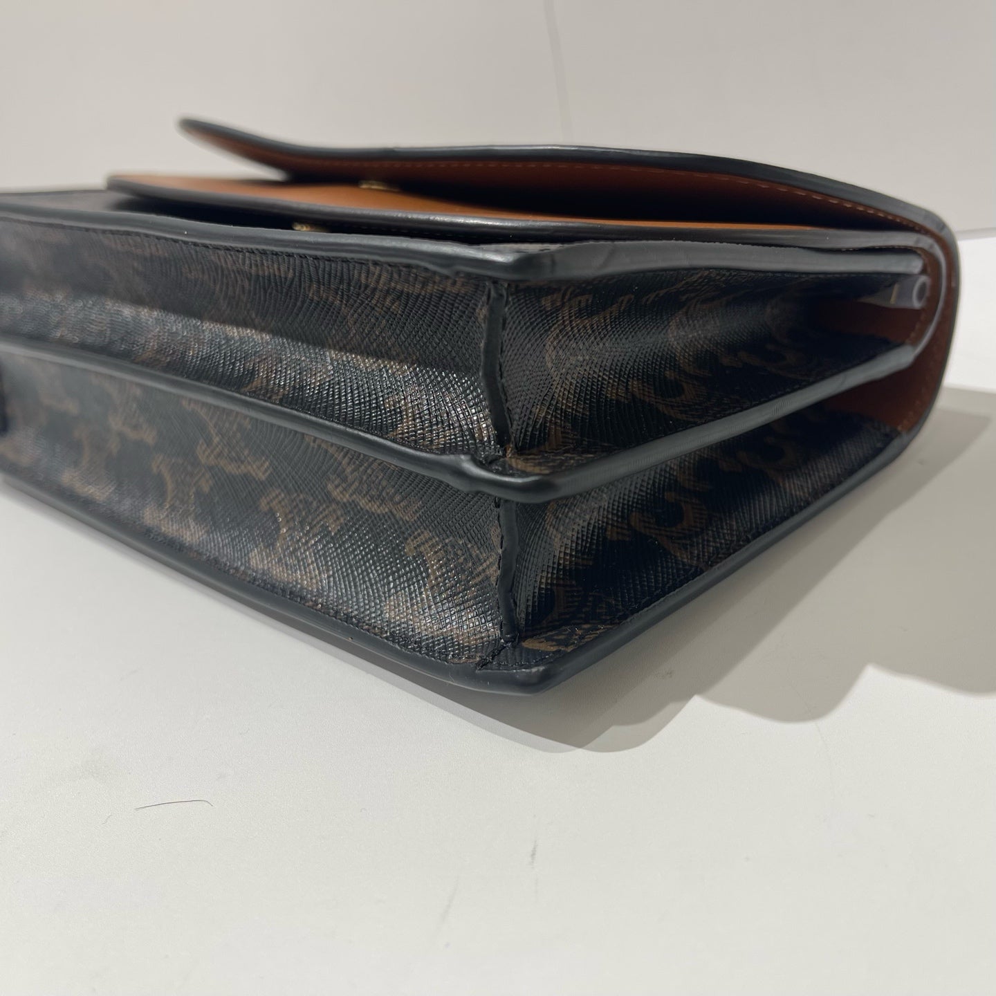 Celine - Triomphe Wallet on Chain - Triomphe canvas and calfskin leather - Brown - (mini)