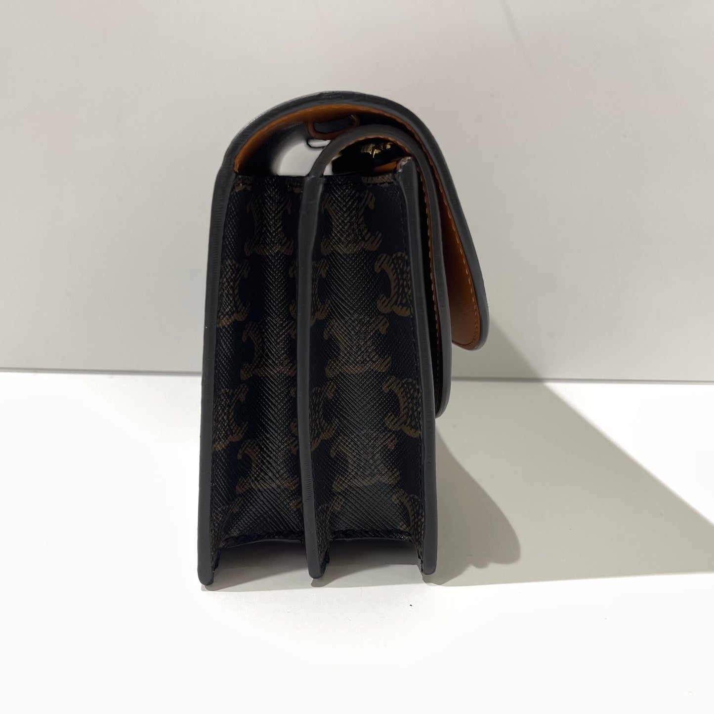 Celine - Triomphe Wallet on Chain - Triomphe canvas and calfskin leather - Brown - (mini)