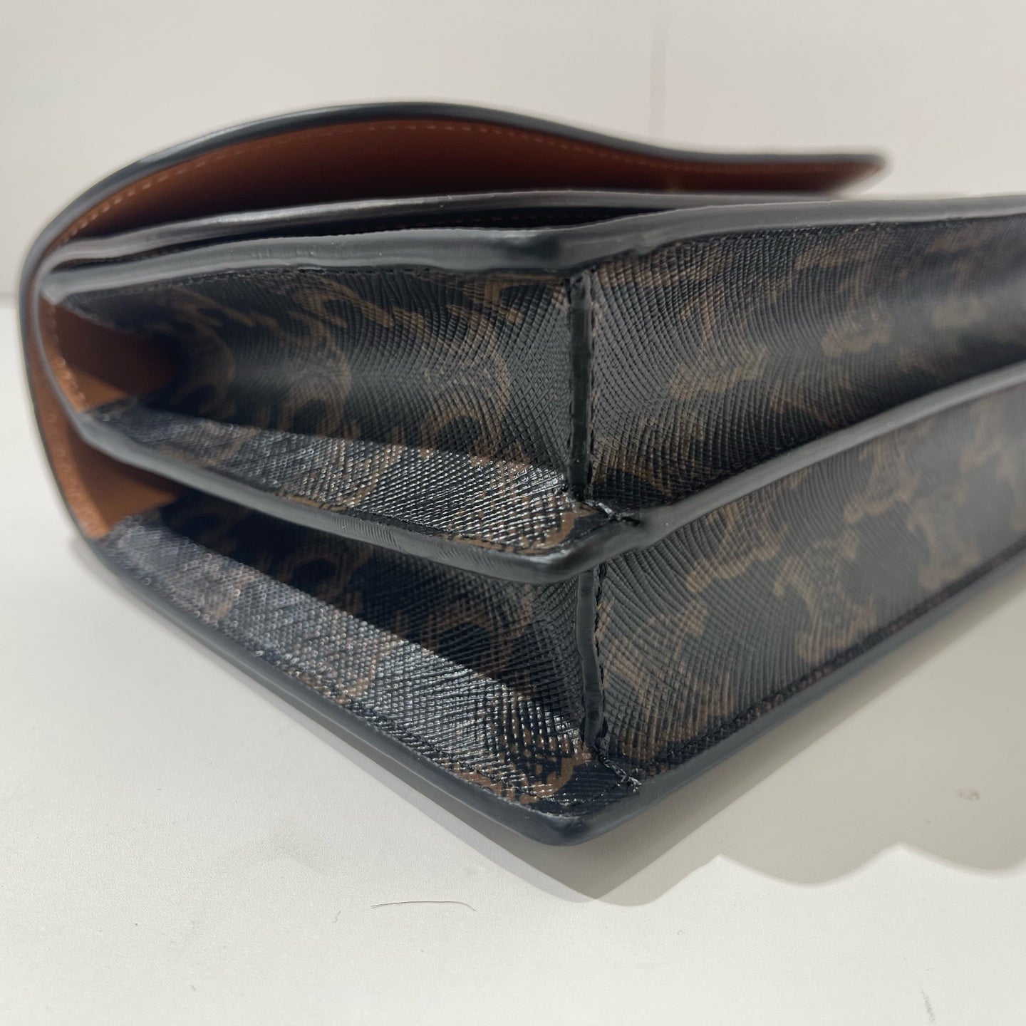 Celine - Triomphe Wallet on Chain - Triomphe canvas and calfskin leather - Brown - (mini)