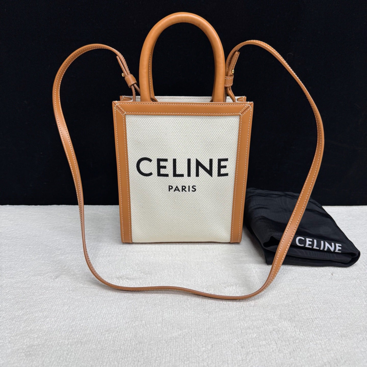 Celine - Vertical Cabas - Cloth - Beige - (mini)