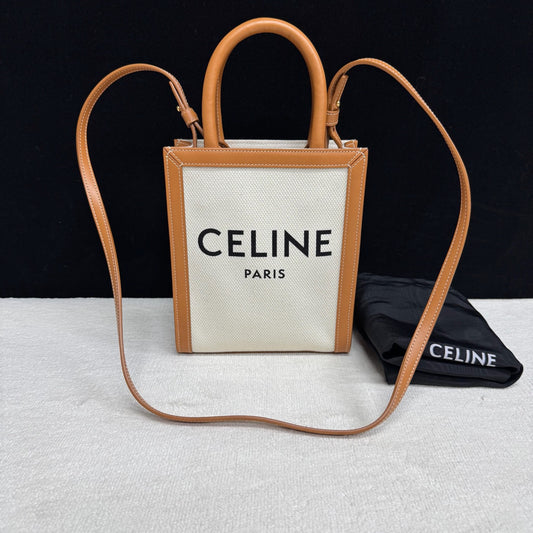 Celine - Vertical Cabas - Cloth - Beige - (mini)