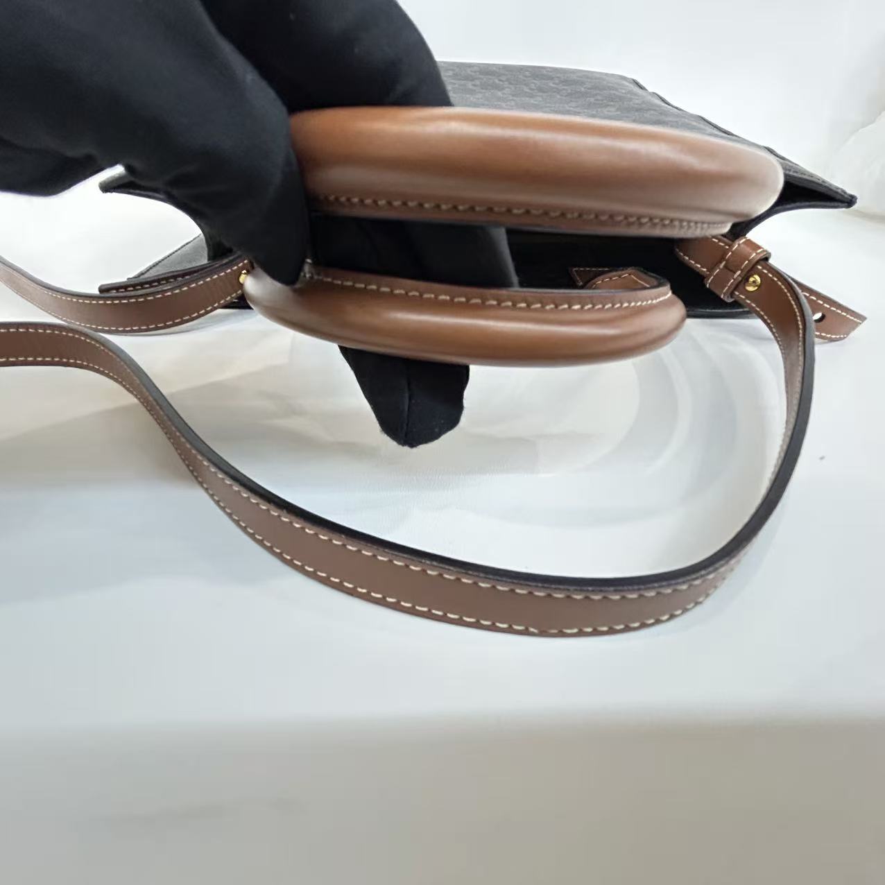 Celine - Vertical Cabas - Triomphe canvas with calfskin leather trim and handles - Brown with Tan Leather - (large)
