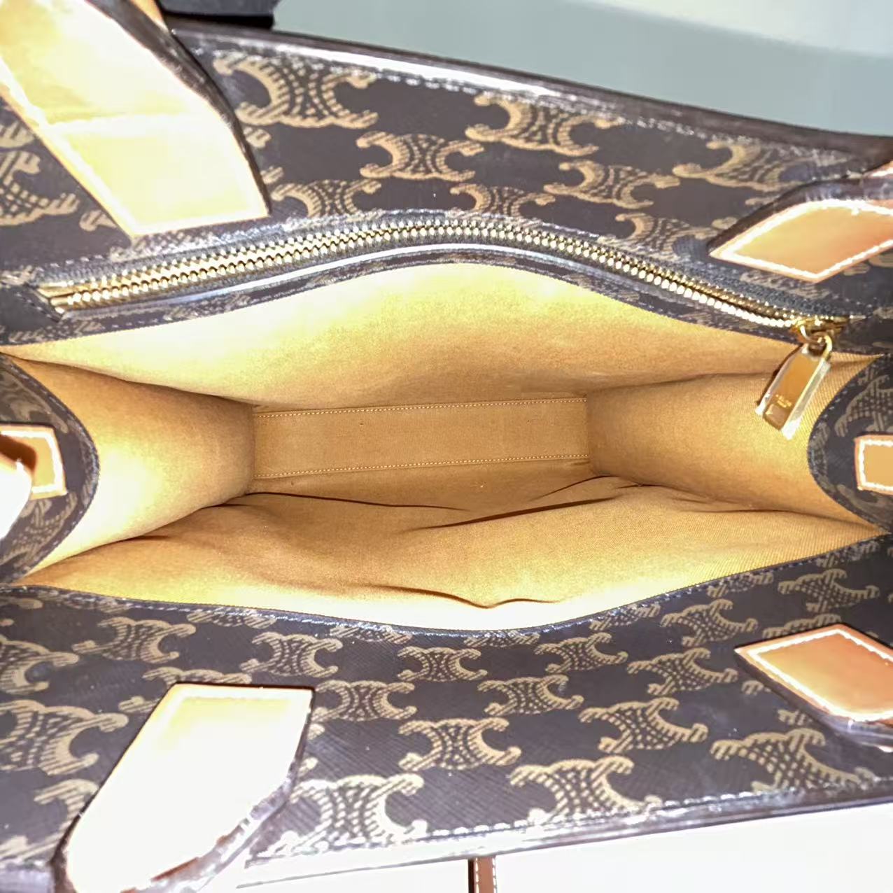 Celine - Vertical Cabas - Triomphe canvas with calfskin leather trim and handles - Brown with Tan Leather - (large)