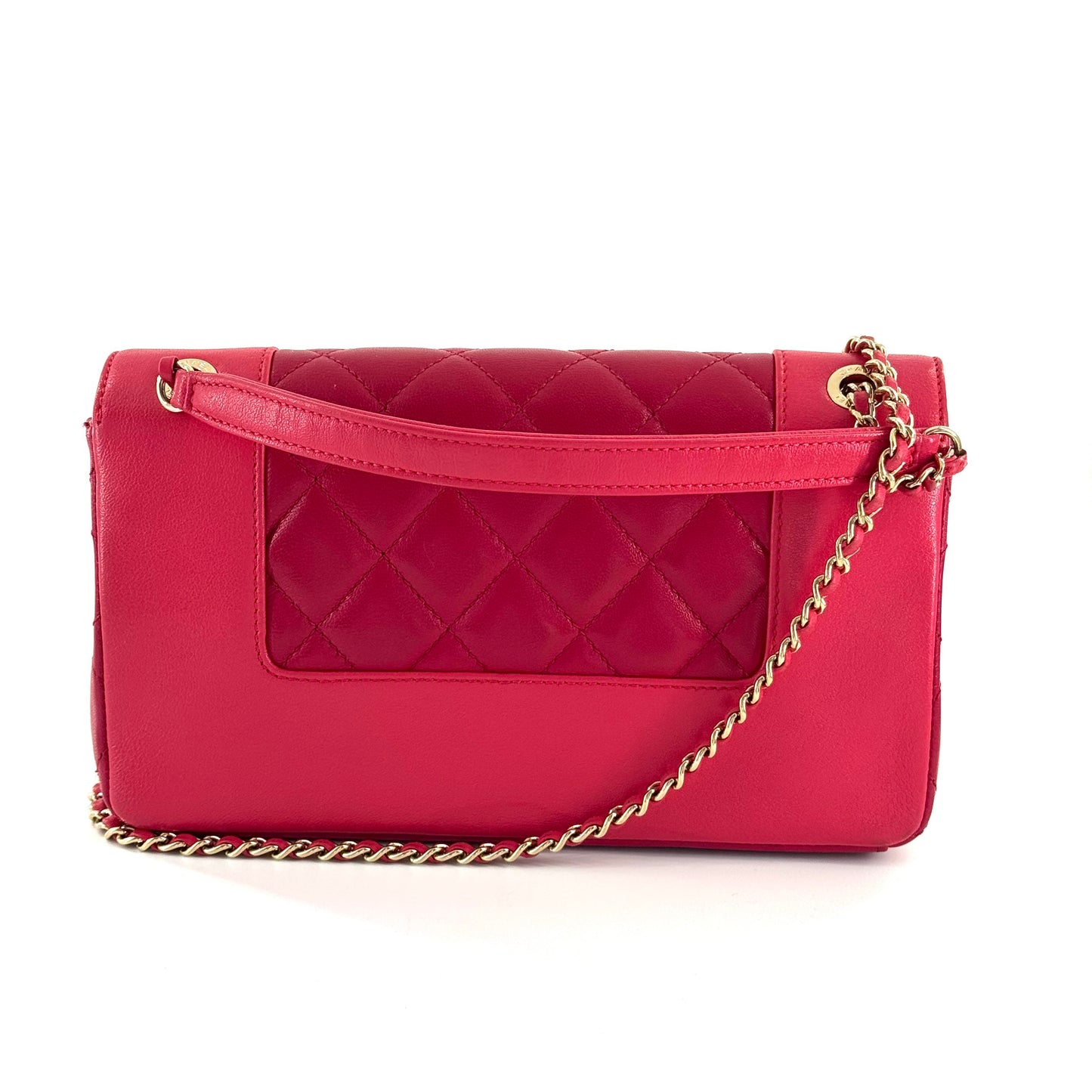Chanel - 17P Flap Bag - Lambskin leather - Rose Pink Color-Block with Gold-Tone Hardware - (small)