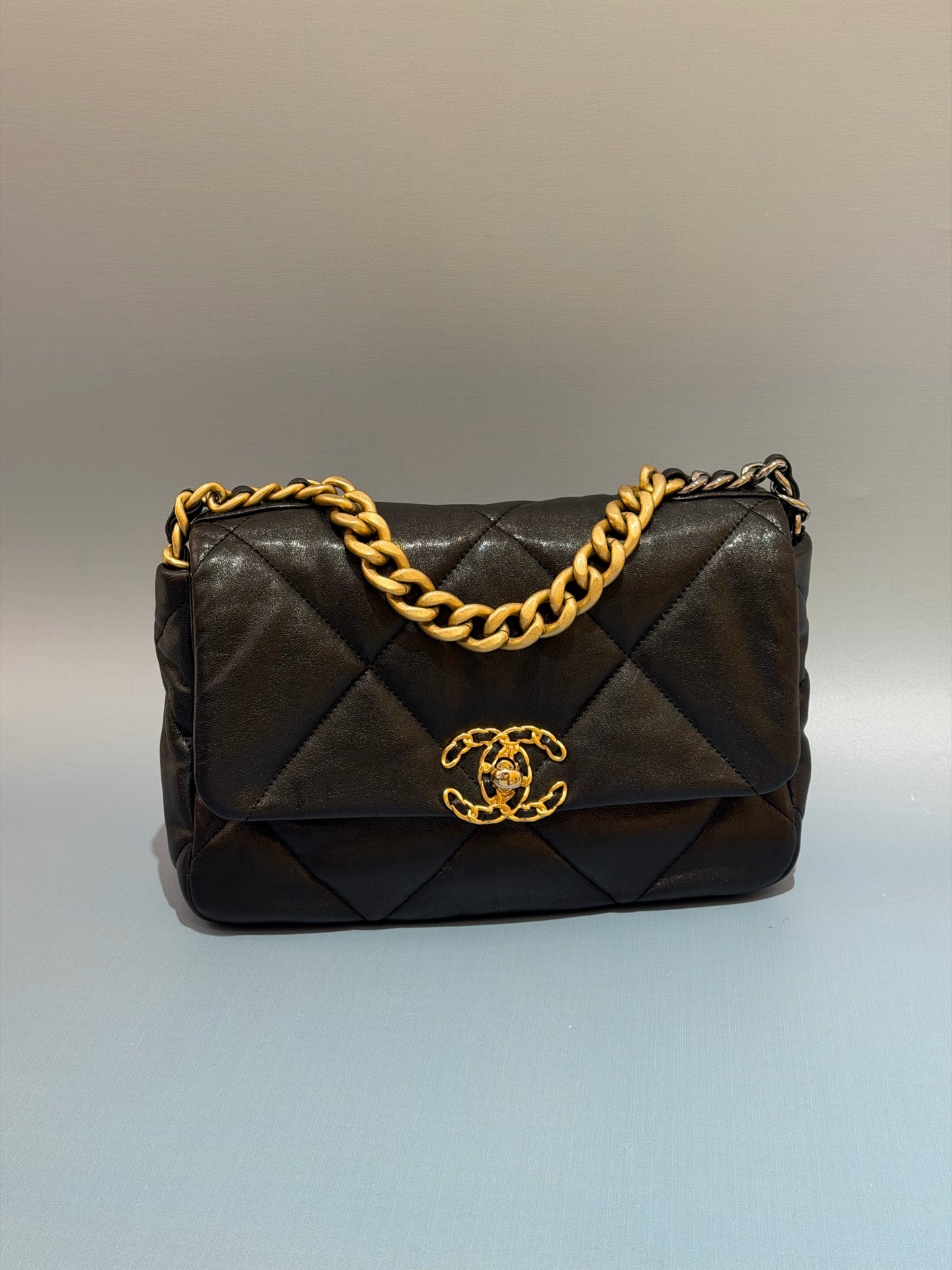 Chanel - 19 Bag - Goatskin leather - Black with Mixed Metal Hardware - (Small)
