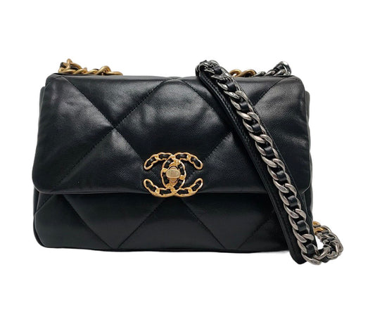 Chanel - 19 Bag - Lambskin leather - Black - (large)