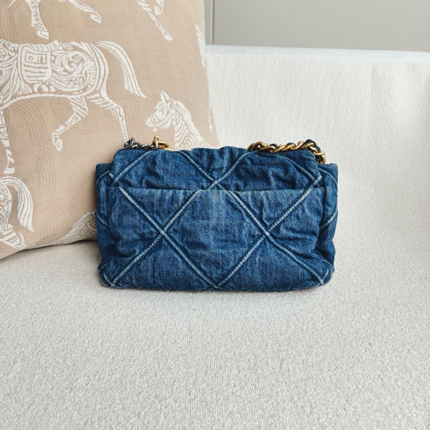 Chanel - 19 Bag Small - Denim - Jeans - Blue - (small)