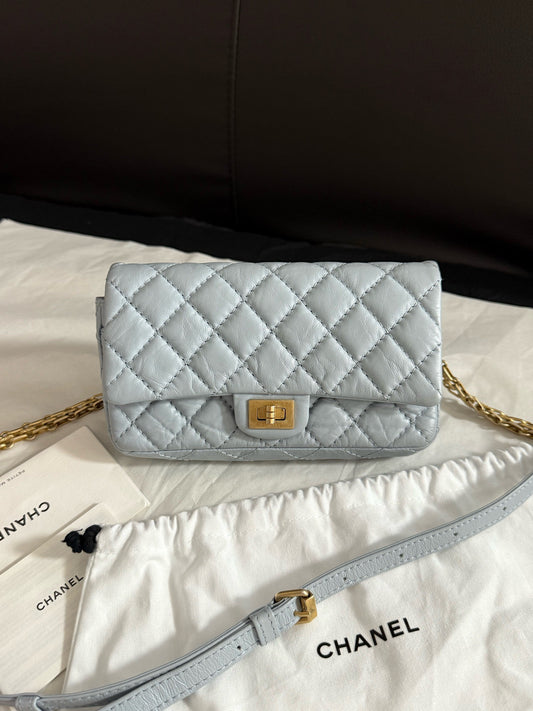 Chanel - 2.55 27 - Leather - Blue - (small)
