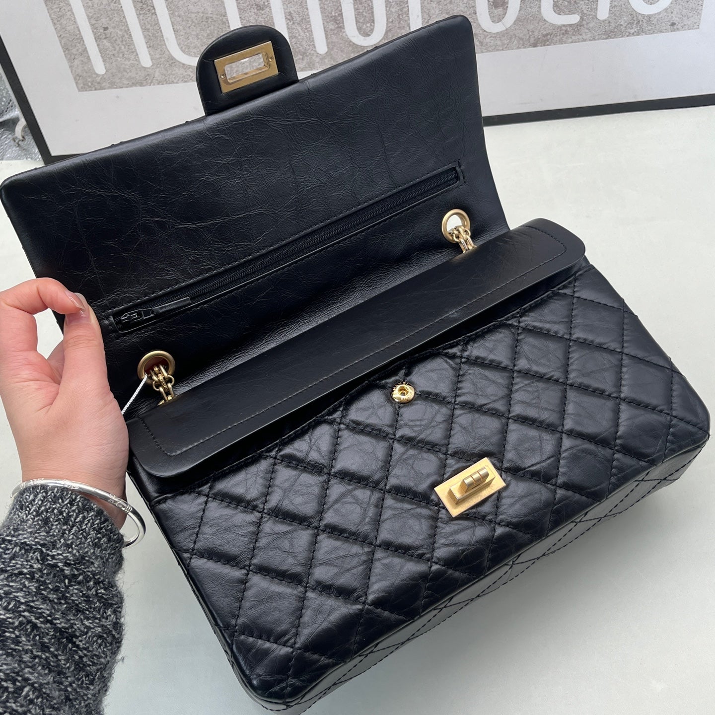 Chanel - 2.55 - Calfskin - Black - (medium)