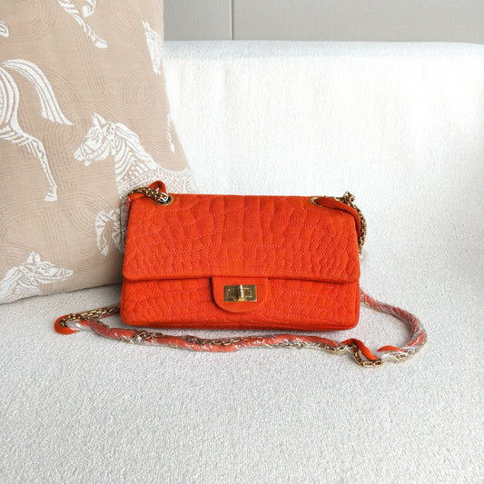 Chanel - 2.55 Flap Bag - Canvas - Orange - (Small)
