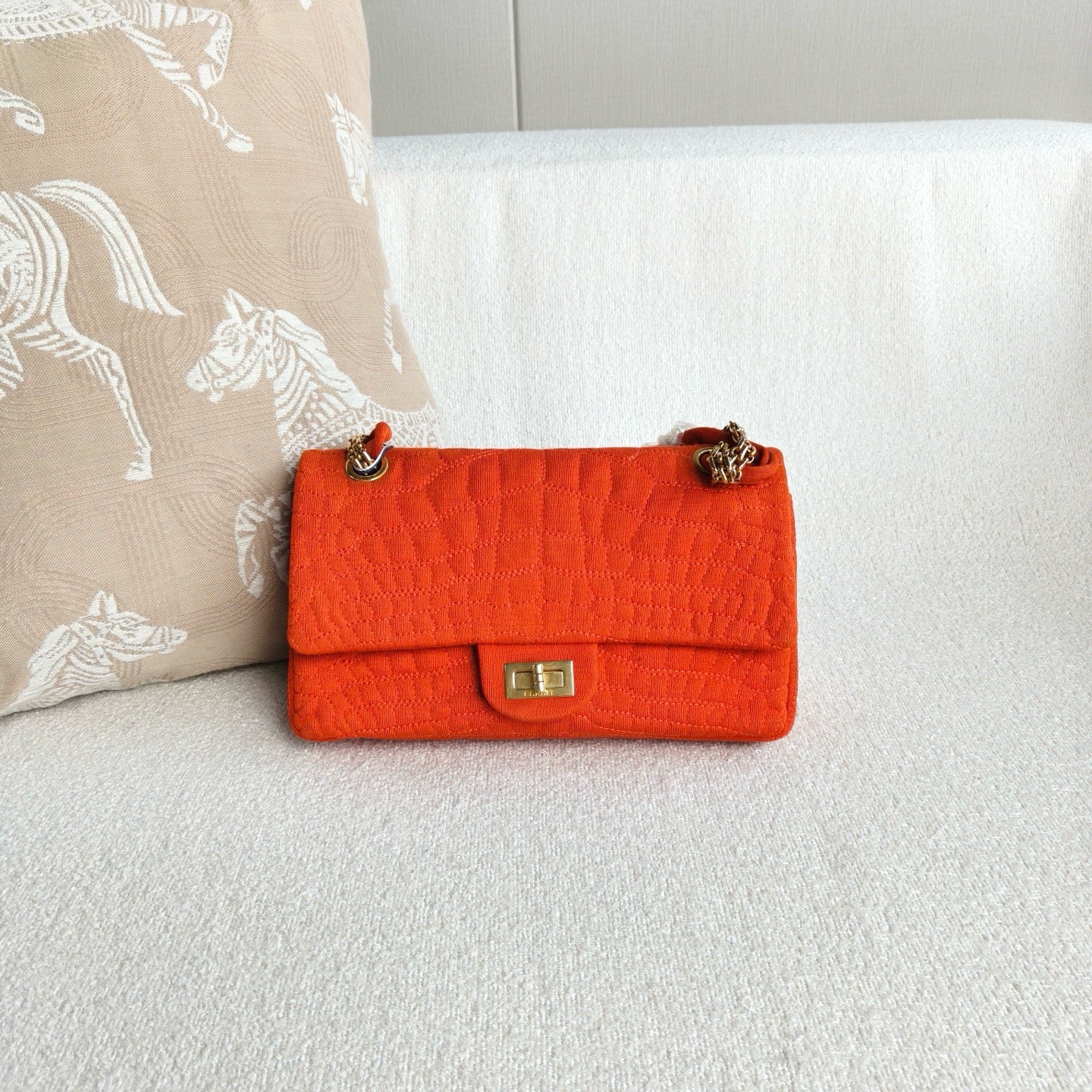 Chanel - 2.55 Flap Bag - Canvas - Orange - (Small)