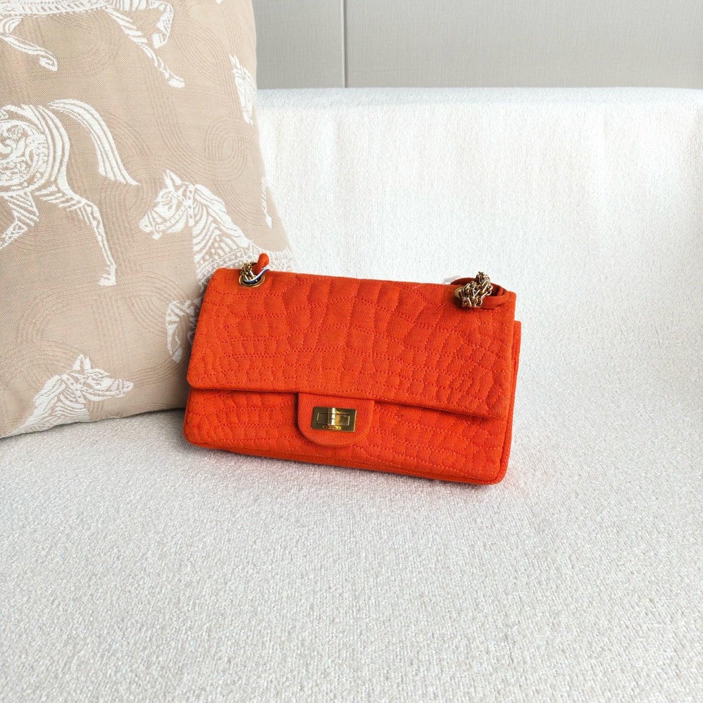Chanel - 2.55 Flap Bag - Canvas - Orange - (Small)