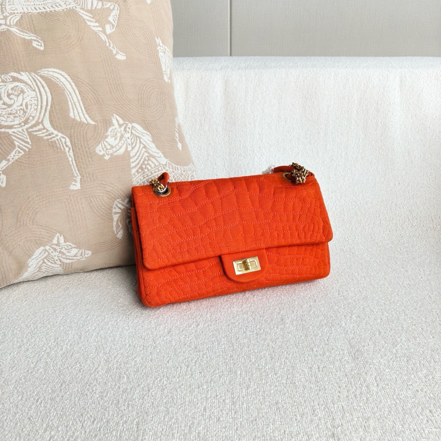 Chanel - 2.55 Flap Bag - Canvas - Orange - (Small)