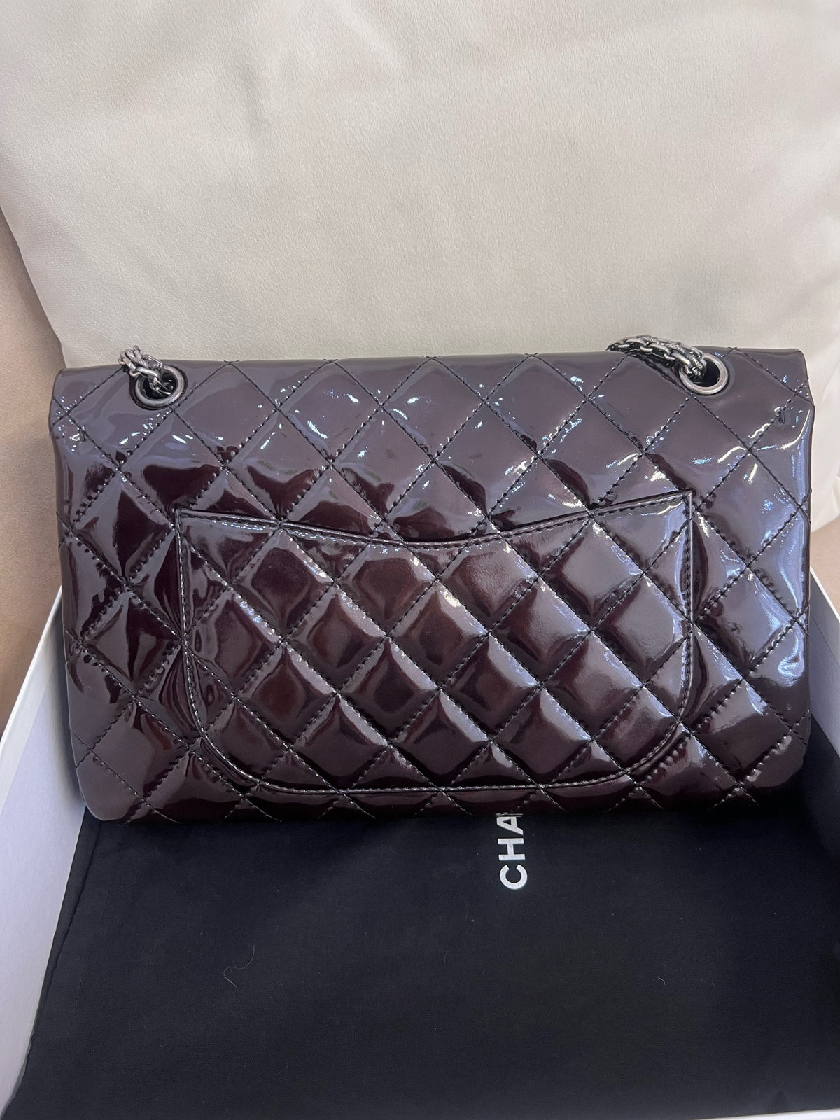 Chanel - 2.55 Large - Patent leather - Burgundy - (large)