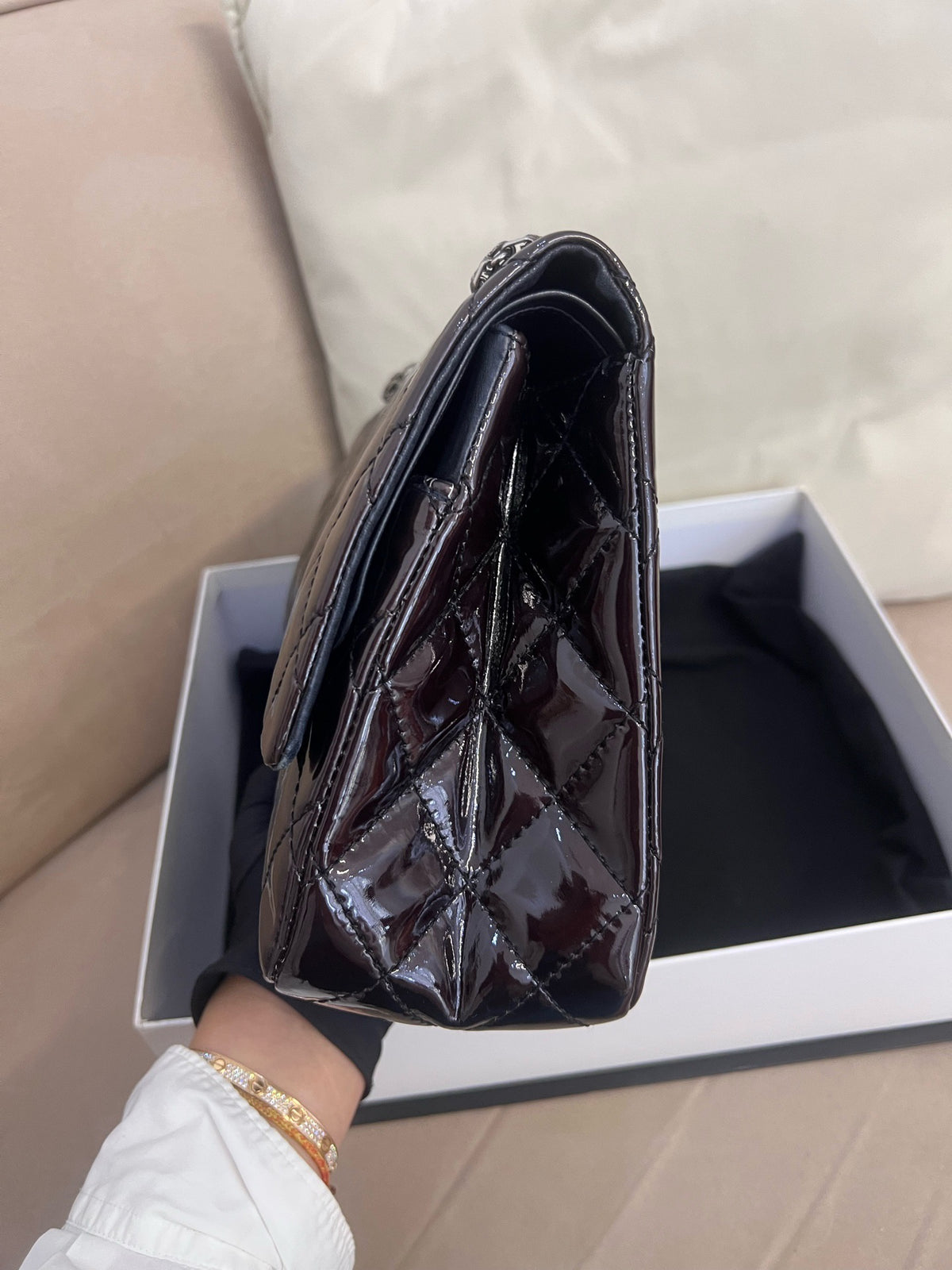 Chanel - 2.55 Large - Patent leather - Burgundy - (large)