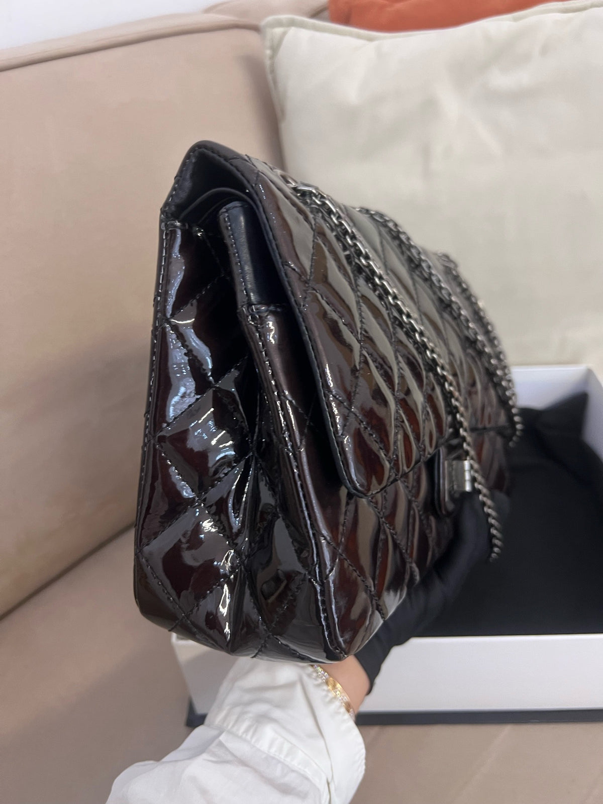 Chanel - 2.55 Large - Patent leather - Burgundy - (large)