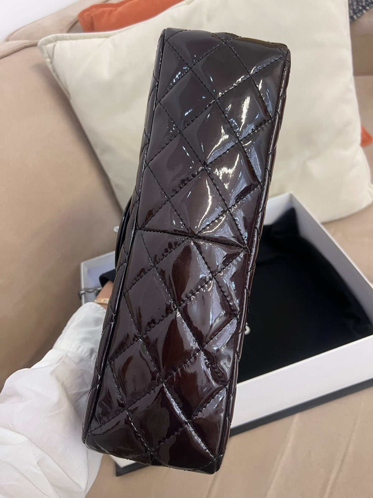 Chanel - 2.55 Large - Patent leather - Burgundy - (large)