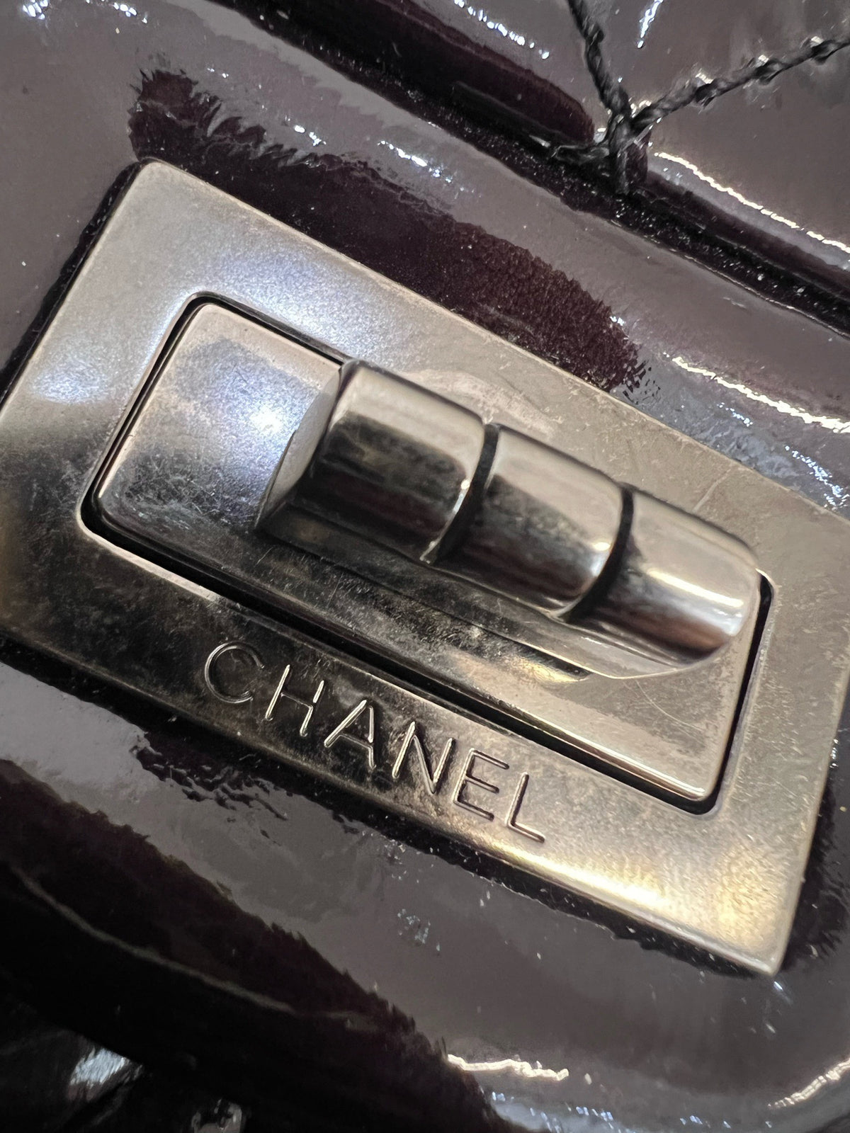 Chanel - 2.55 Large - Patent leather - Burgundy - (large)