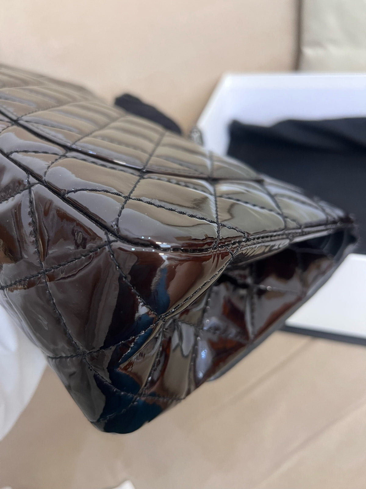 Chanel - 2.55 Large - Patent leather - Burgundy - (large)