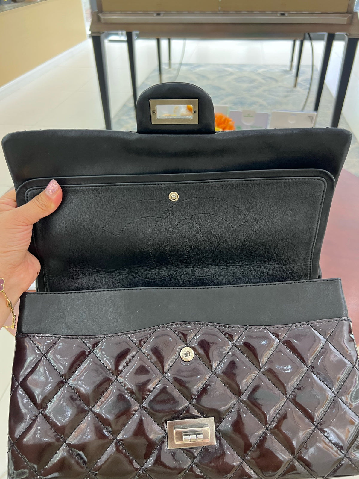 Chanel - 2.55 Large - Patent leather - Burgundy - (large)
