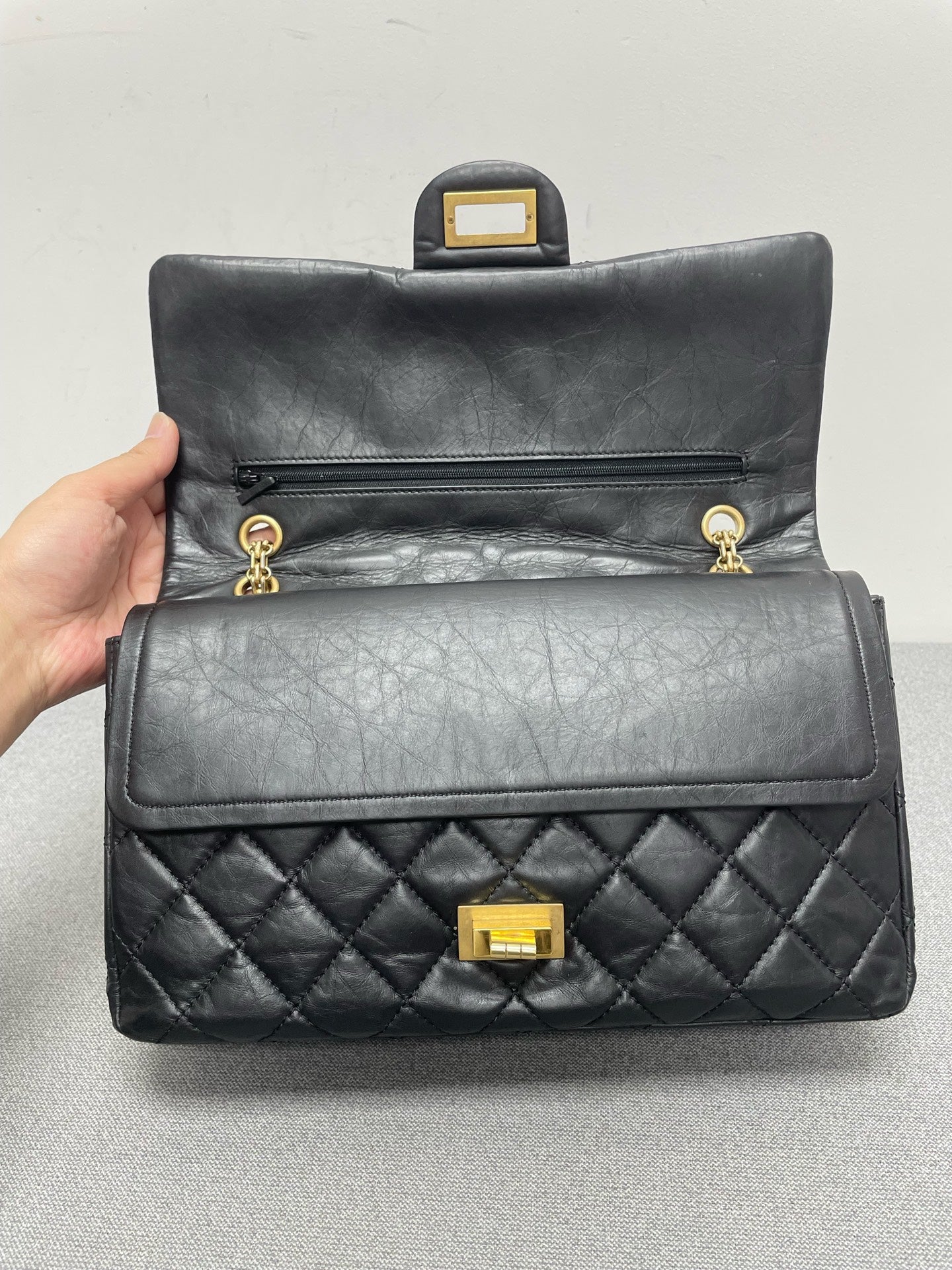 Chanel - 2.55 - Leather - Black - (large)