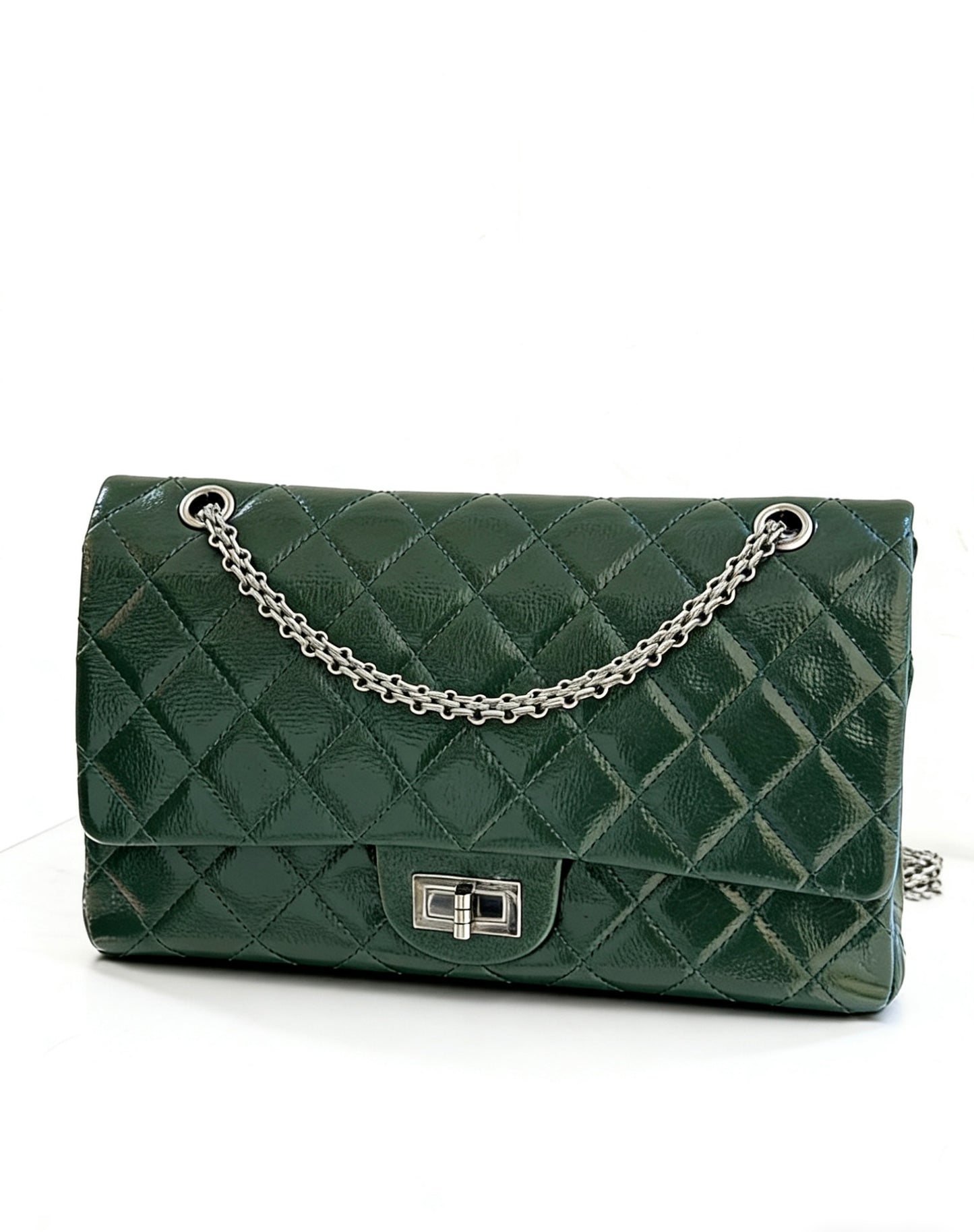 Chanel - 2.55 Maxi Flap Bag - Patent leather - Green - (large)