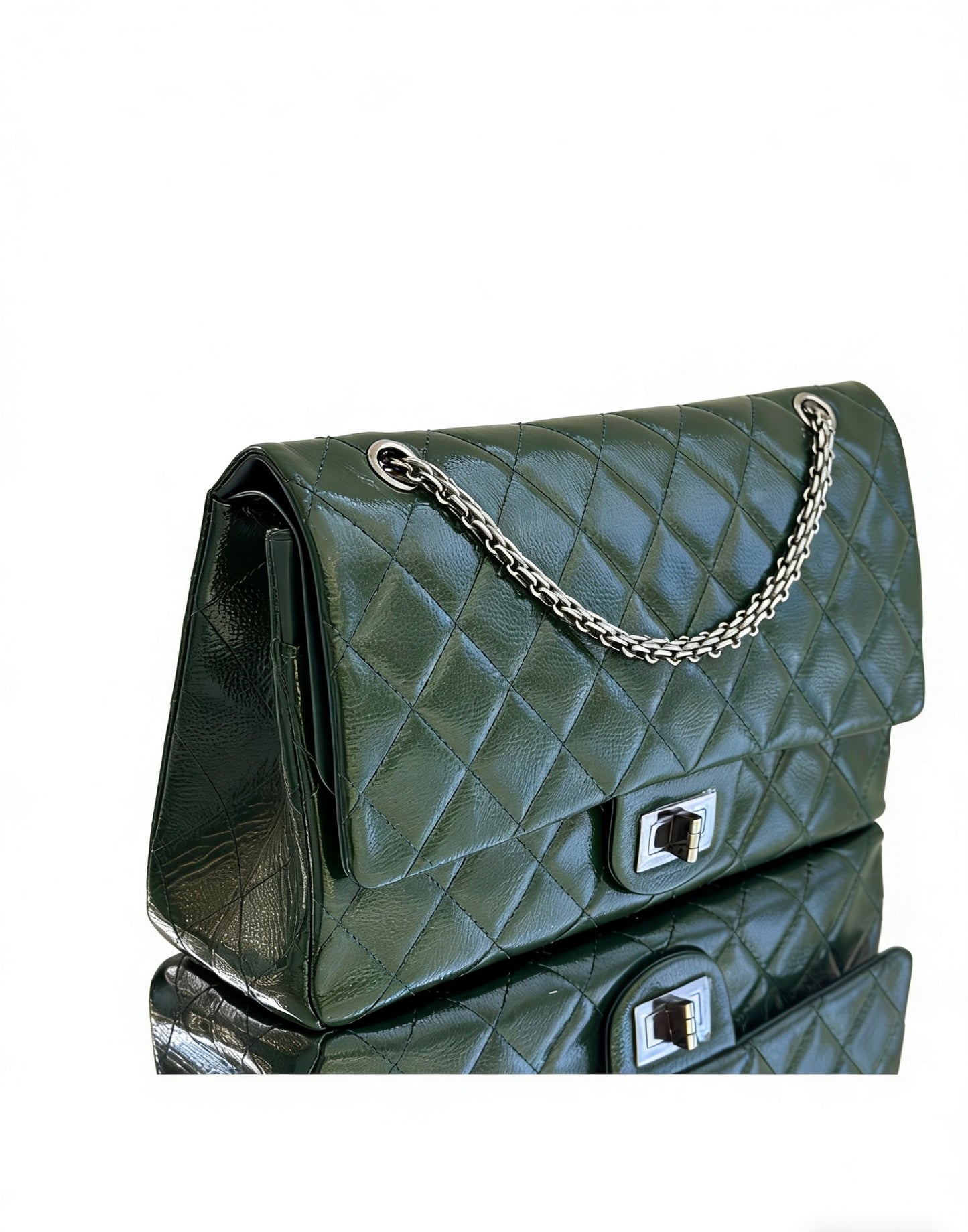Chanel - 2.55 Maxi Flap Bag - Patent leather - Green - (large)