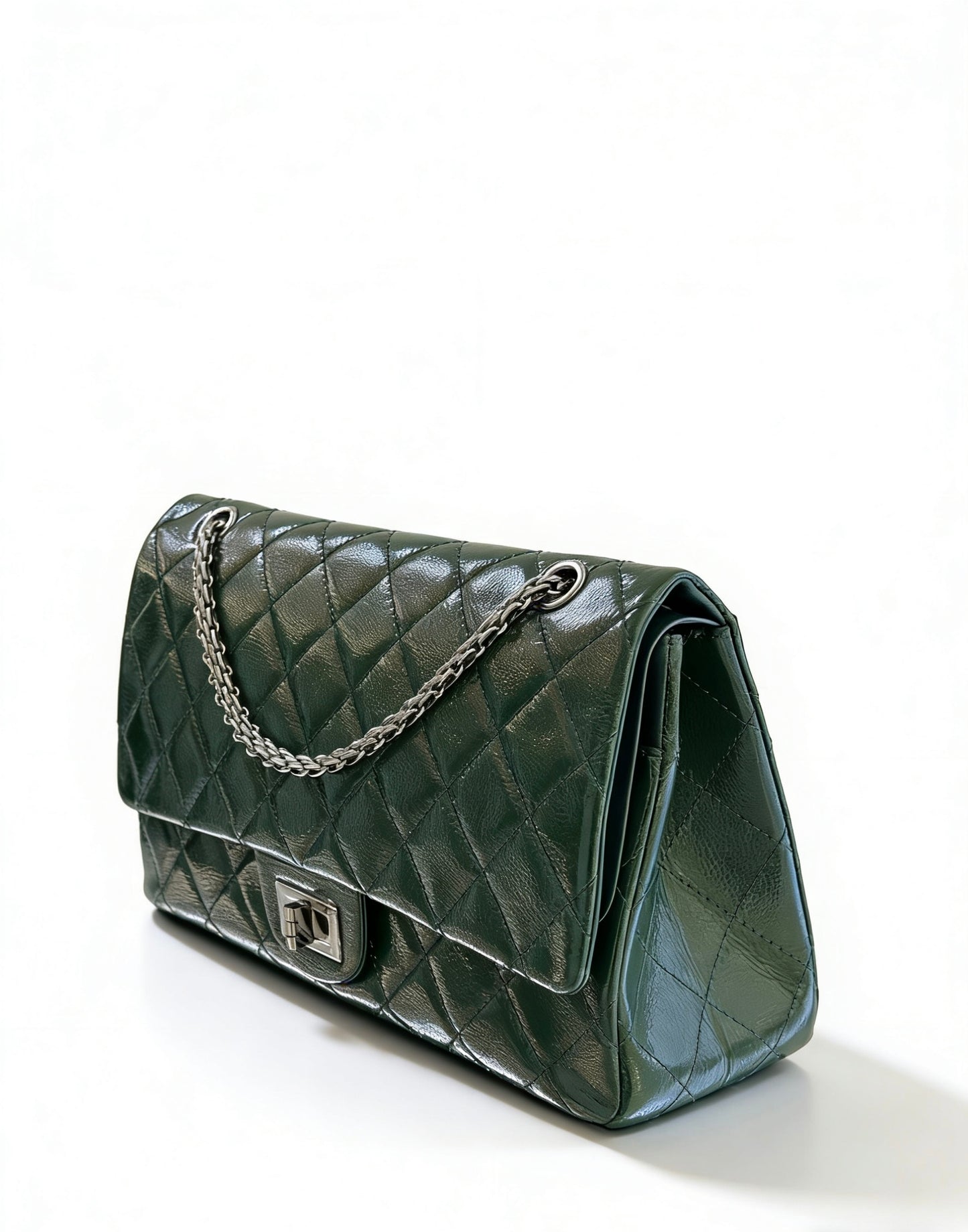 Chanel - 2.55 Maxi Flap Bag - Patent leather - Green - (large)