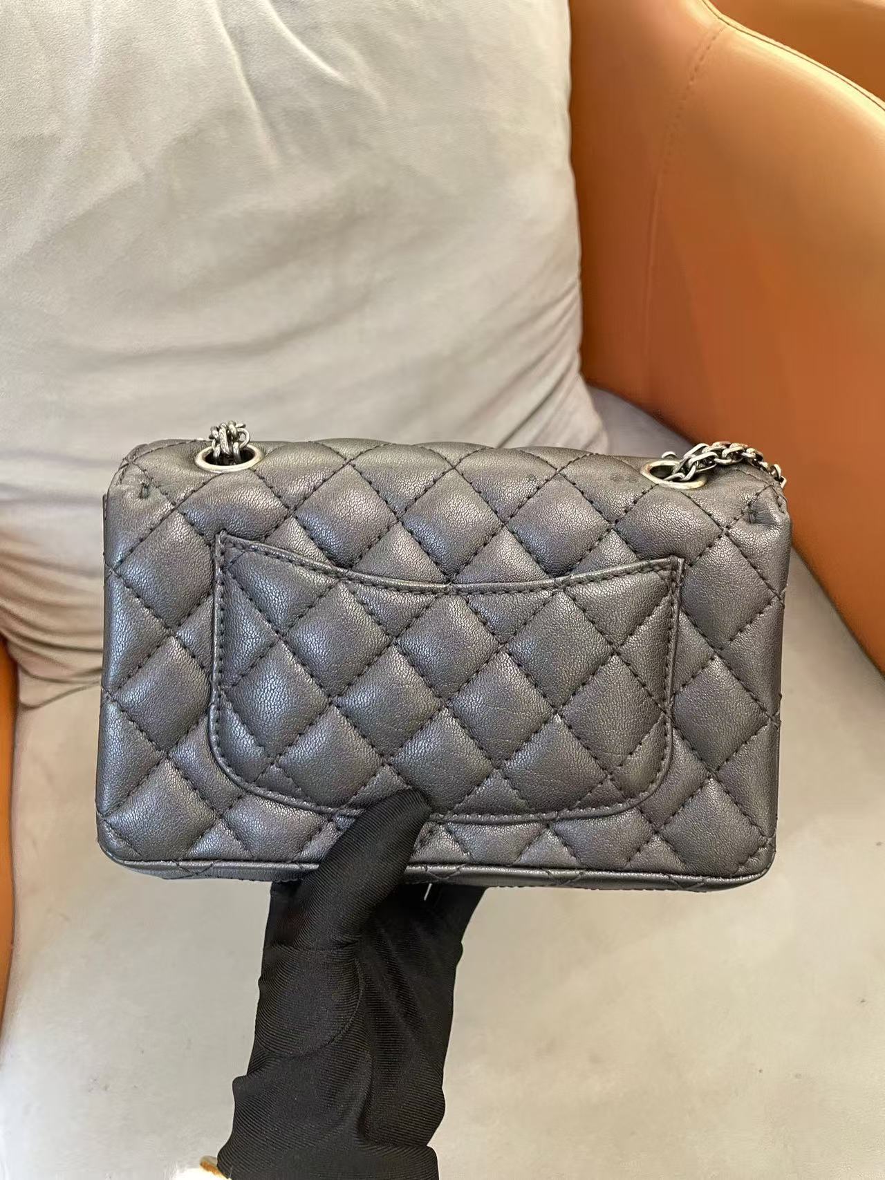 Chanel - 2.55 Mini Reissue - Metallic lambskin leather - Metallic Black/Pewter with Ruthenium-Tone Hardware - (mini)