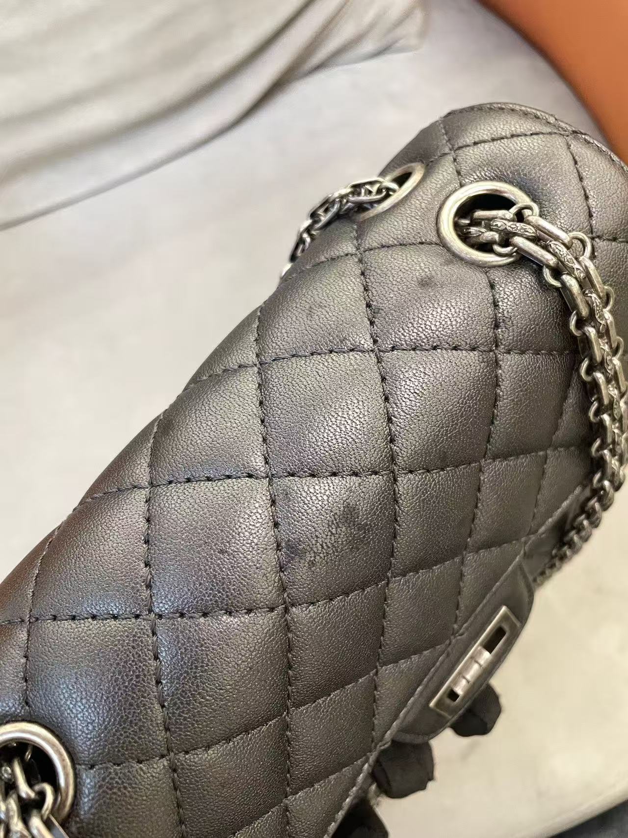 Chanel - 2.55 Mini Reissue - Metallic lambskin leather - Metallic Black/Pewter with Ruthenium-Tone Hardware - (mini)