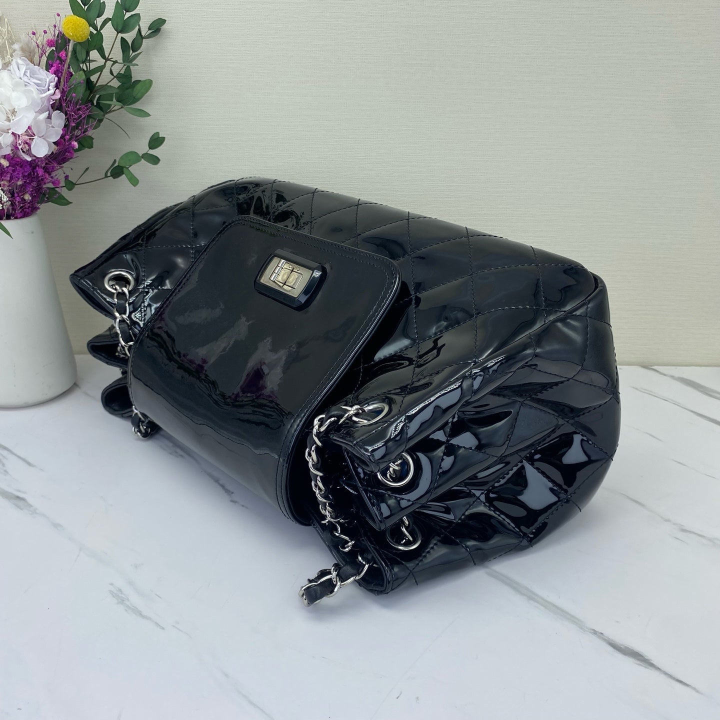 Chanel - 2.55 - Patent leather - Black - (medium)
