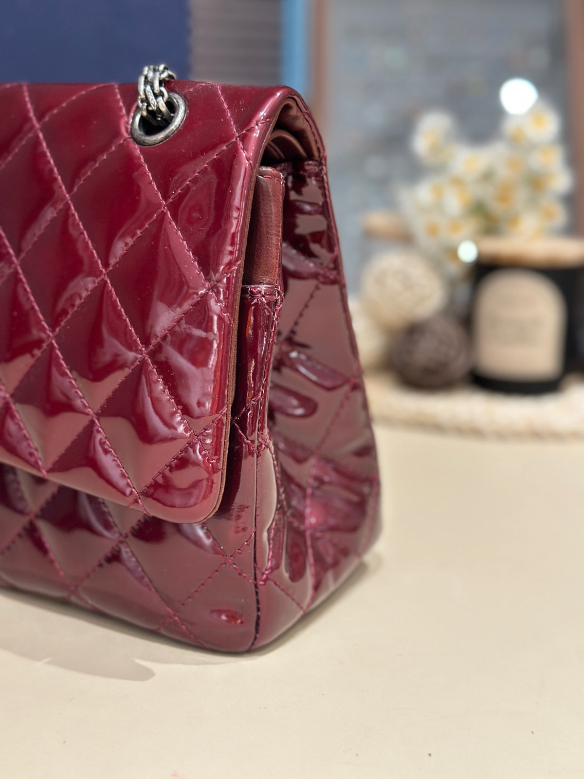 Chanel - 2.55 - Patent leather - Burgundy - (large)