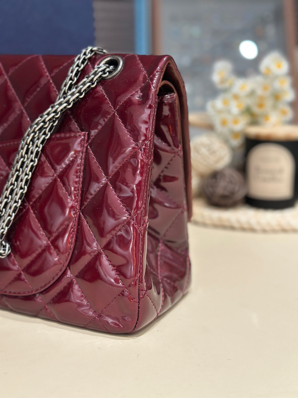 Chanel - 2.55 - Patent leather - Burgundy - (large)