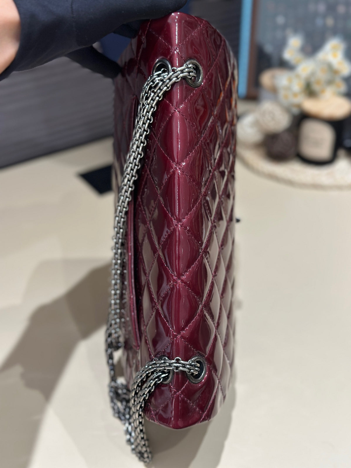 Chanel - 2.55 - Patent leather - Burgundy - (large)