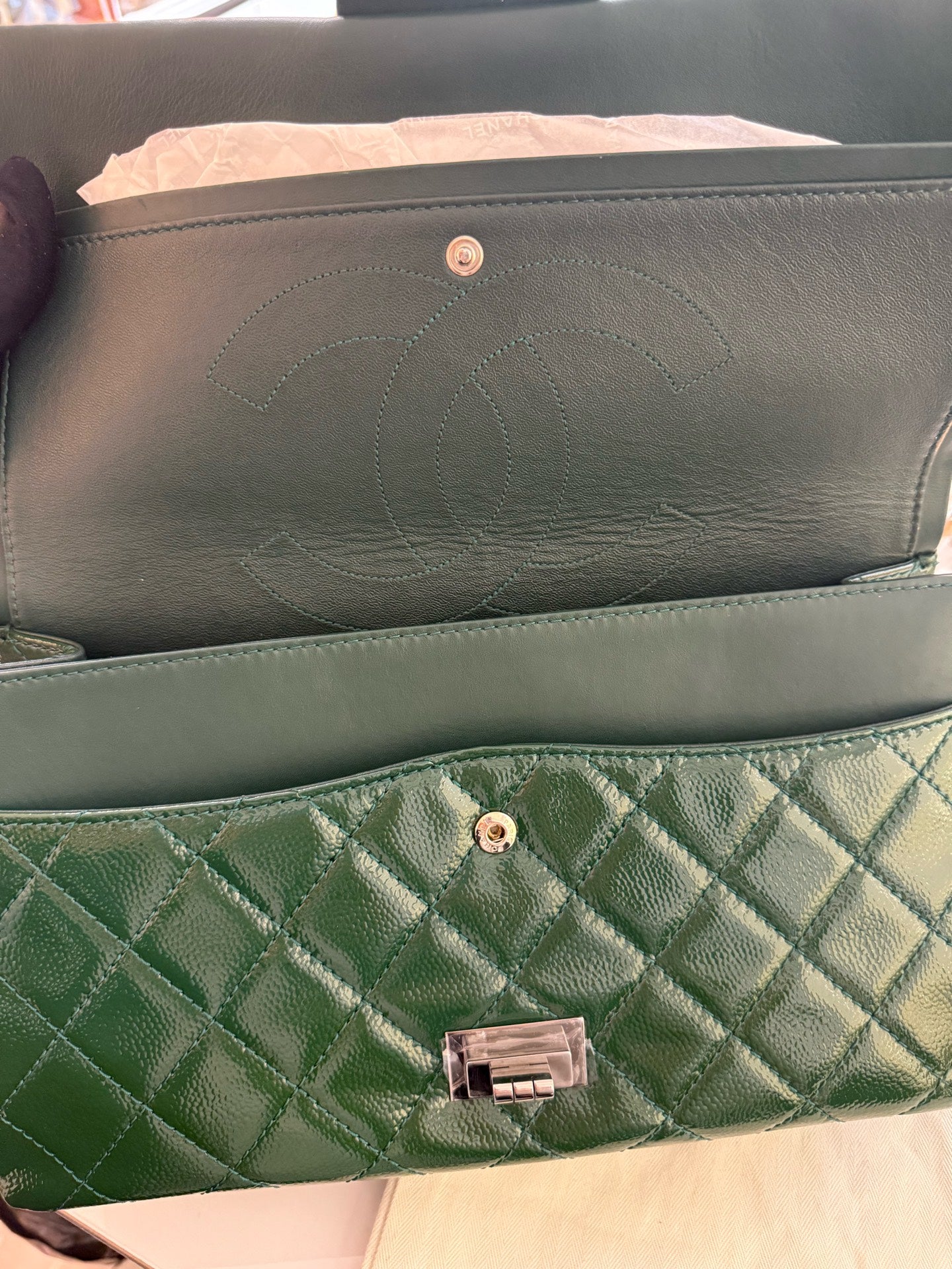 Chanel - 2.55 - Patent leather - Green - (small)