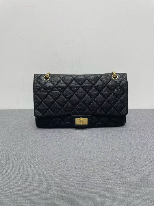 Chanel - 2.55 Reissue Flap Bag - Aged calfskin leather - Black - (Medium)