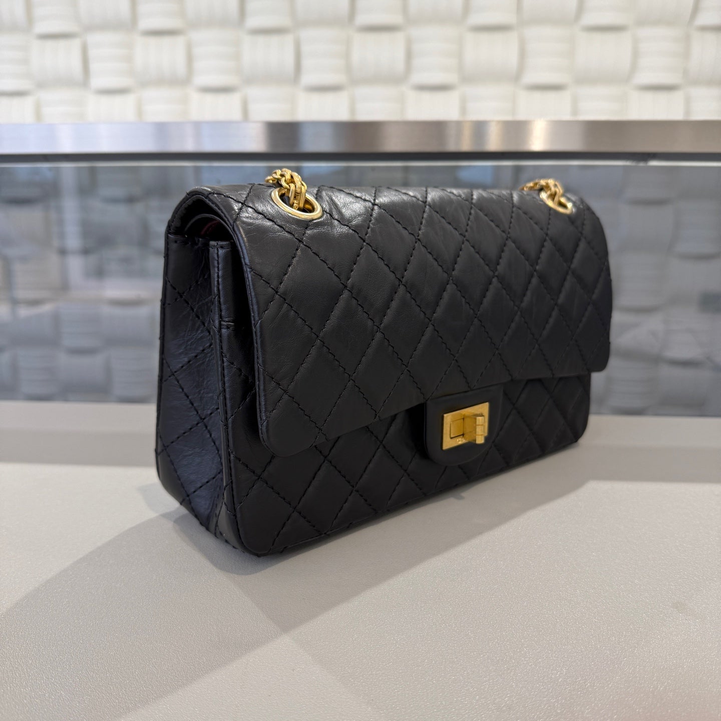 Chanel - 2.55 Reissue Flap Bag - Aged calfskin leather - Black - (small)