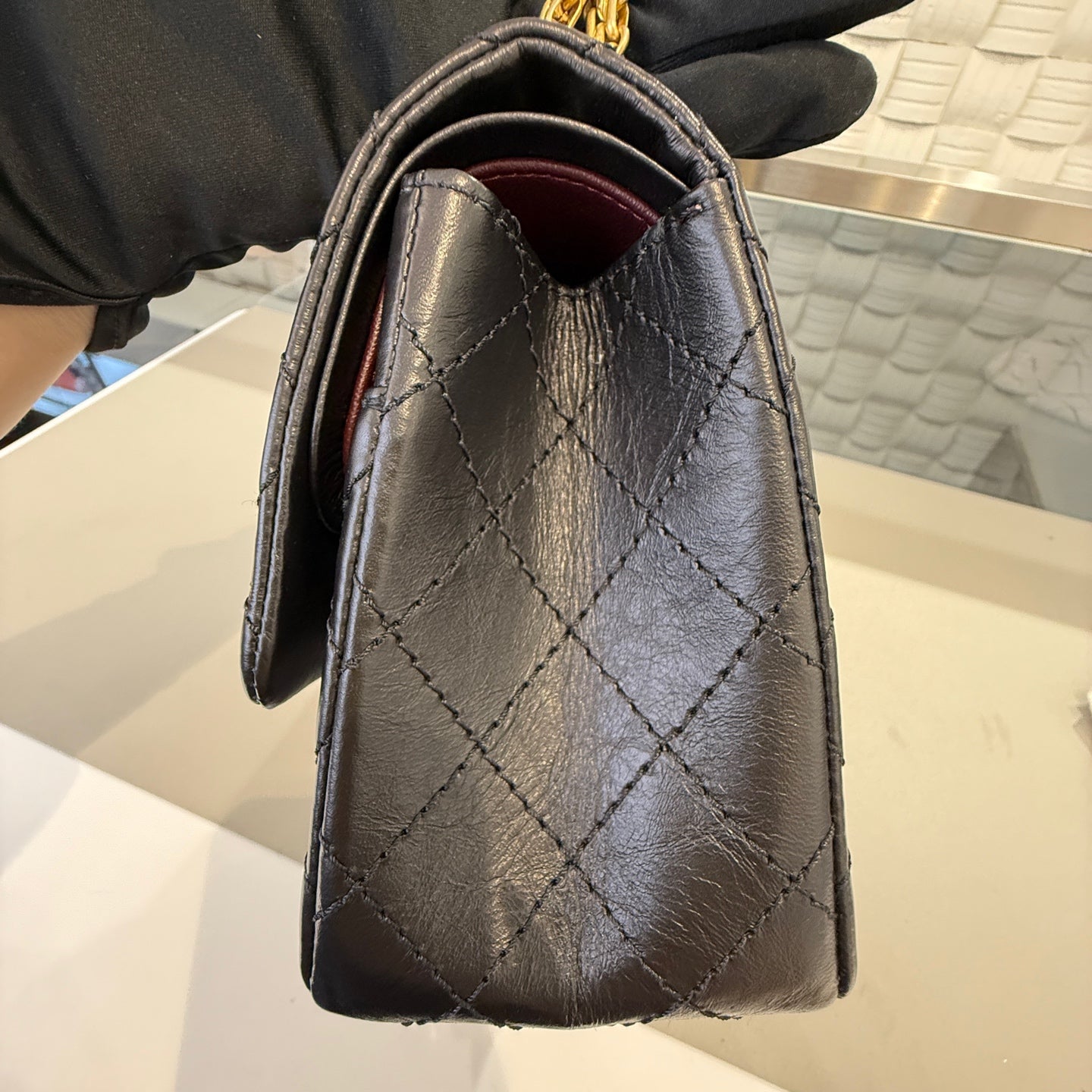 Chanel - 2.55 Reissue Flap Bag - Aged calfskin leather - Black - (small)