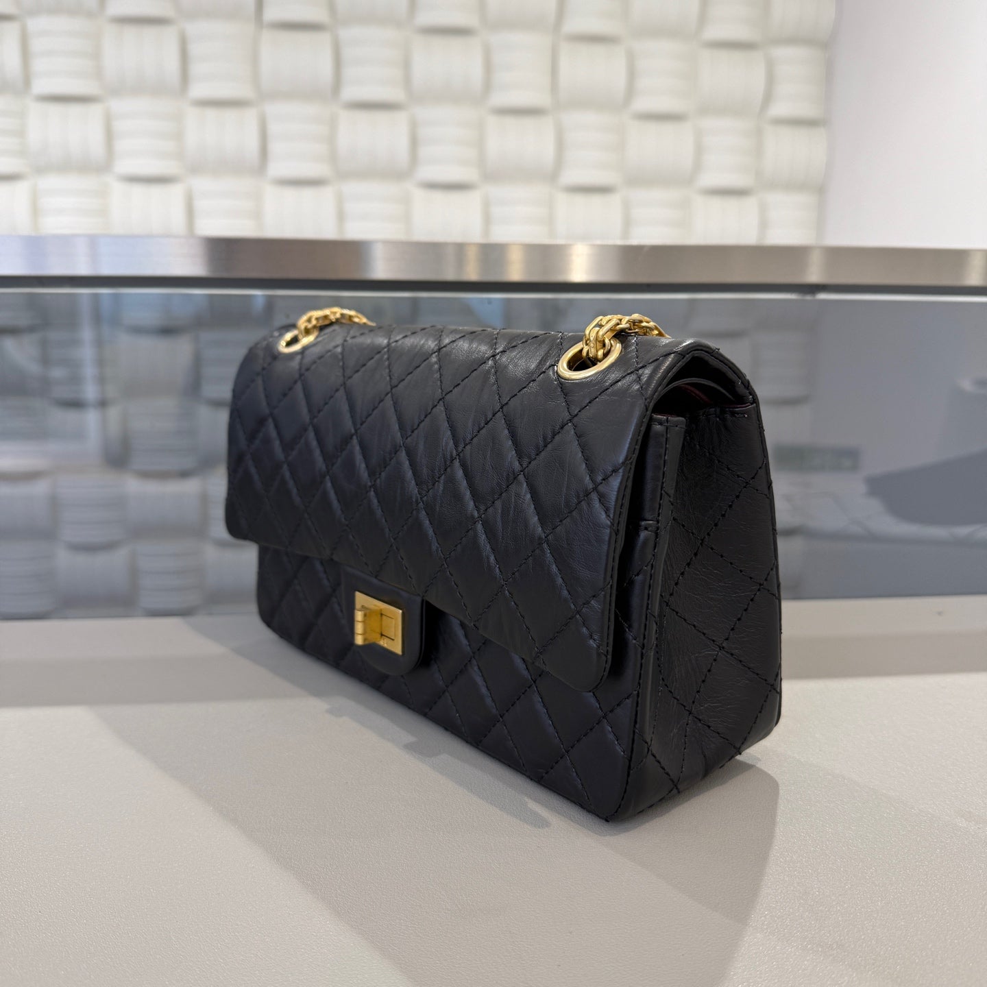 Chanel - 2.55 Reissue Flap Bag - Aged calfskin leather - Black - (small)