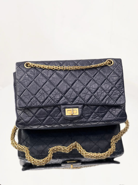Chanel - 2.55 Reissue Flap Bag - Aged Calfskin Leather - Blue - (Medium)