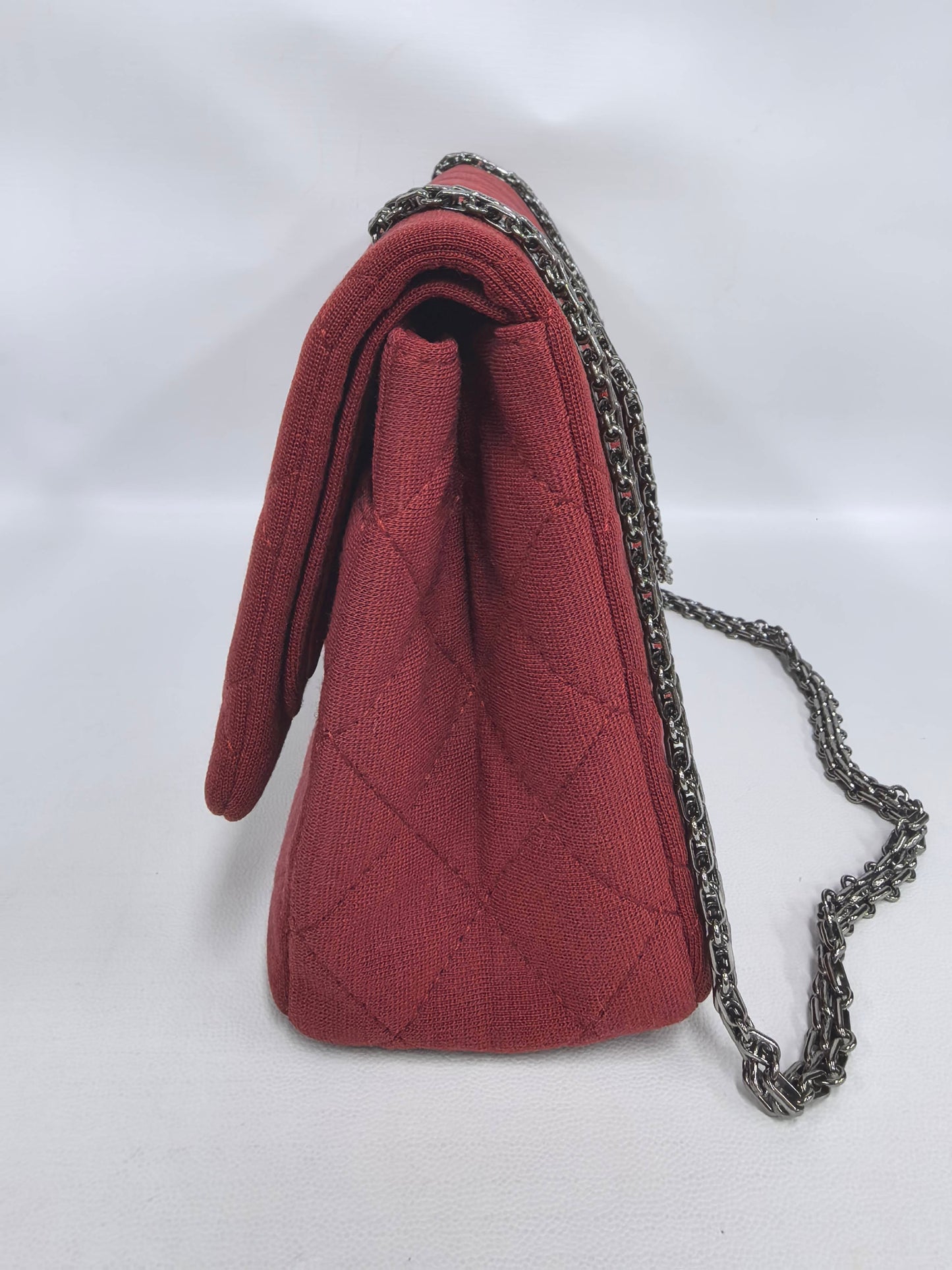 Chanel - 2.55 Reissue - Quilted fabric - Rose Red with Silver-Tone Hardware - (Small)