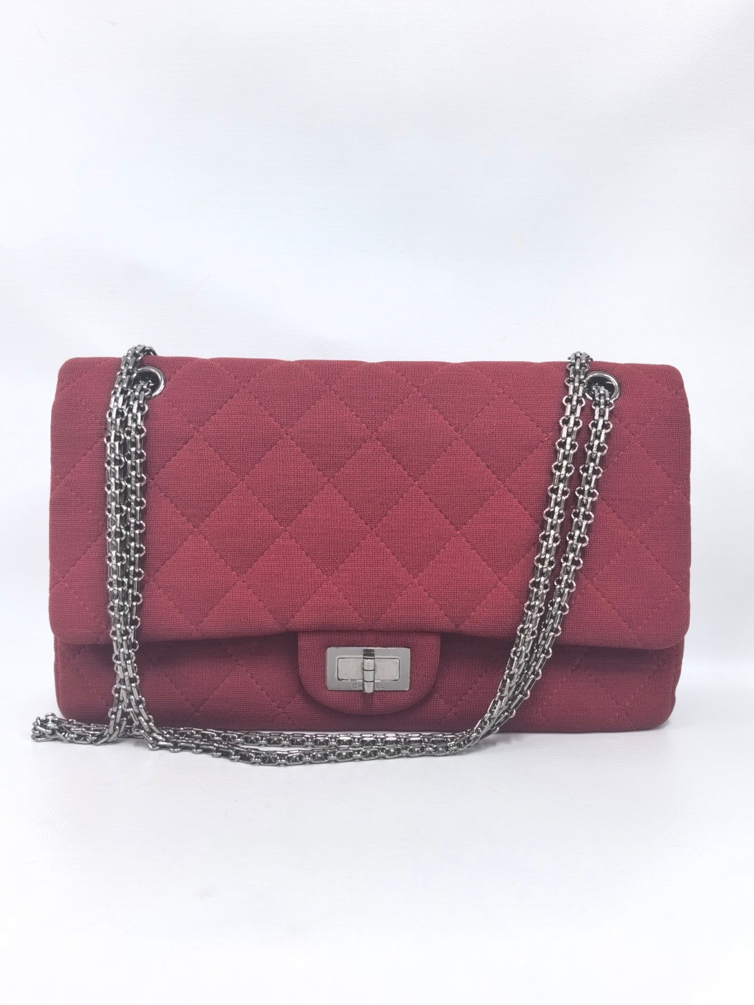 Chanel - 2.55 Reissue - Quilted fabric - Rose Red with Silver-Tone Hardware - (Small)