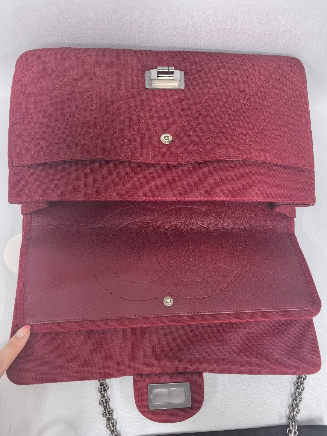 Chanel - 2.55 Reissue - Quilted fabric - Rose Red with Silver-Tone Hardware - (Small)